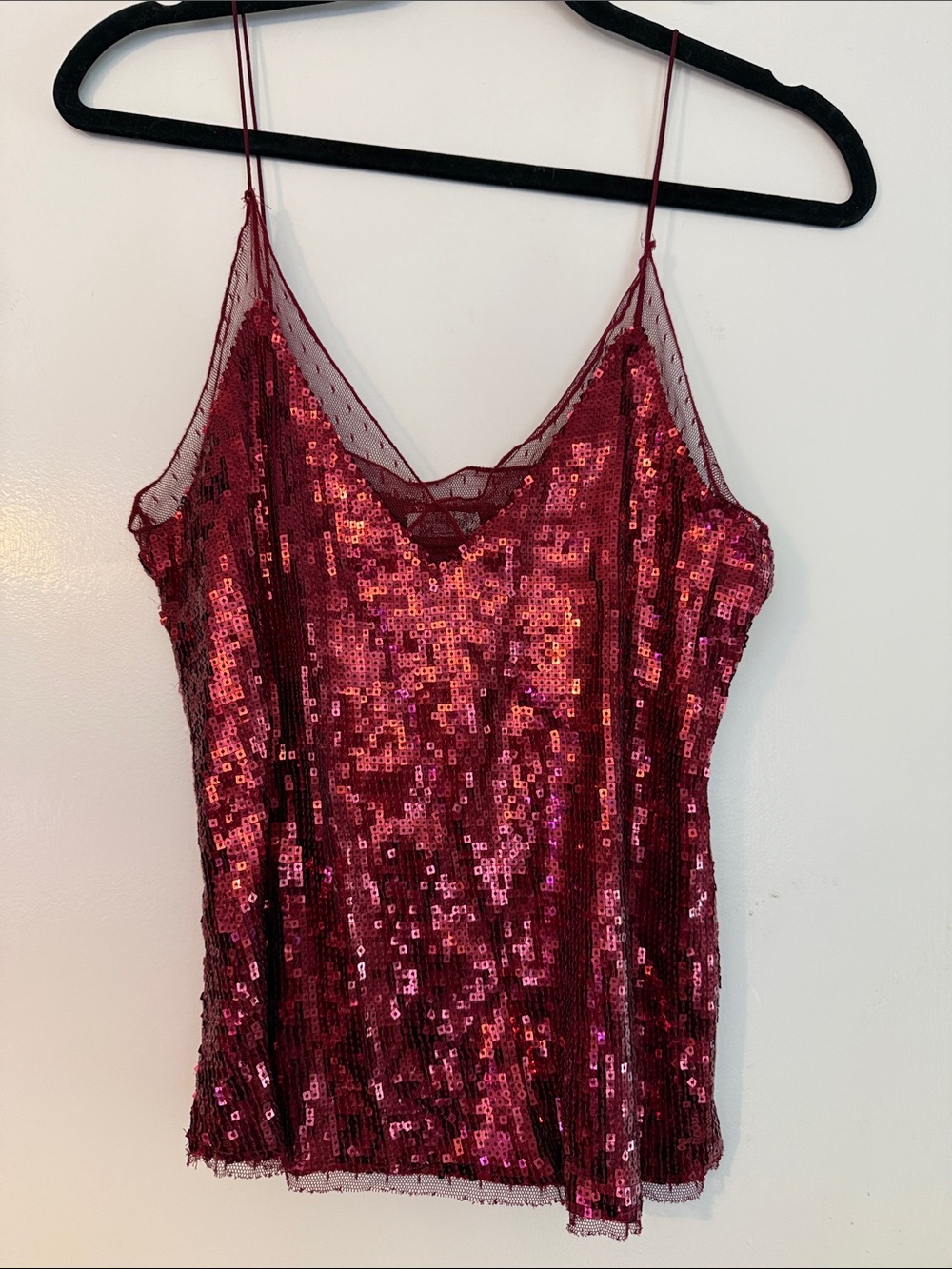 Free People Burgundy Sequin Cami